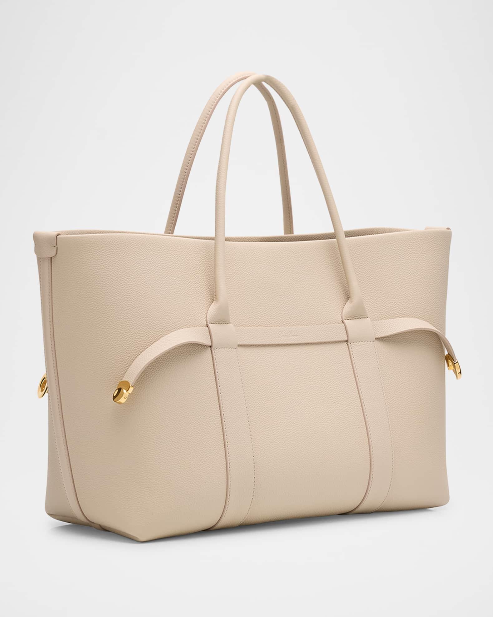Ghiera Grained Leather & Cashmere Tote Back Product Image