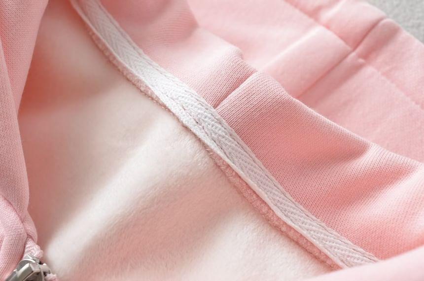 Lettering Crop Zip-Up Hoodie Product Image