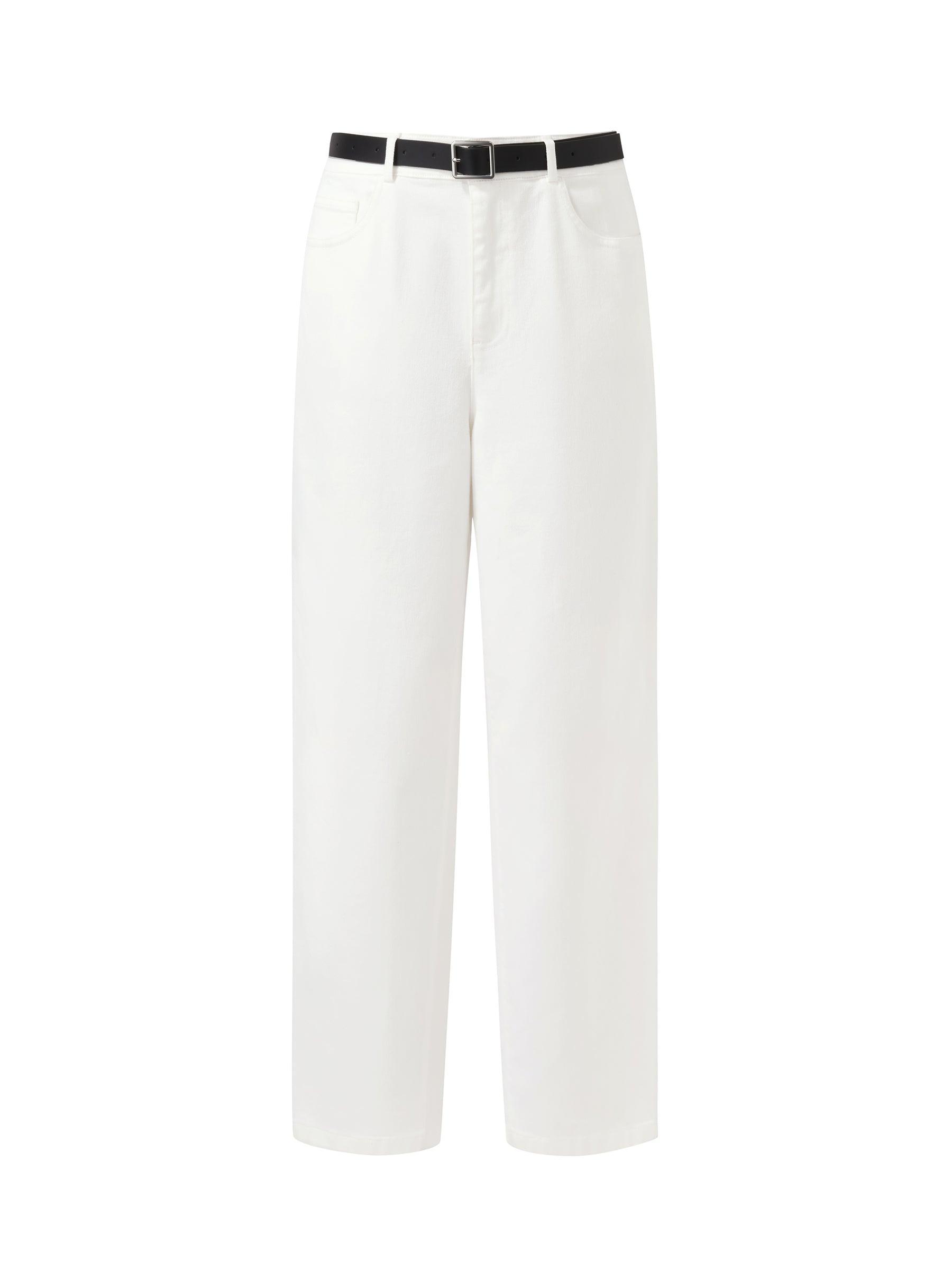 Denim Stretch Women Ankle Length Jeans With Belt Product Image