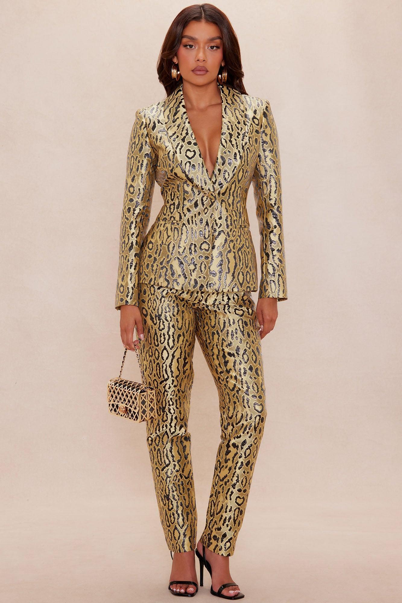 Lani Leopard Jacquard Blazer - Yellow/combo Product Image