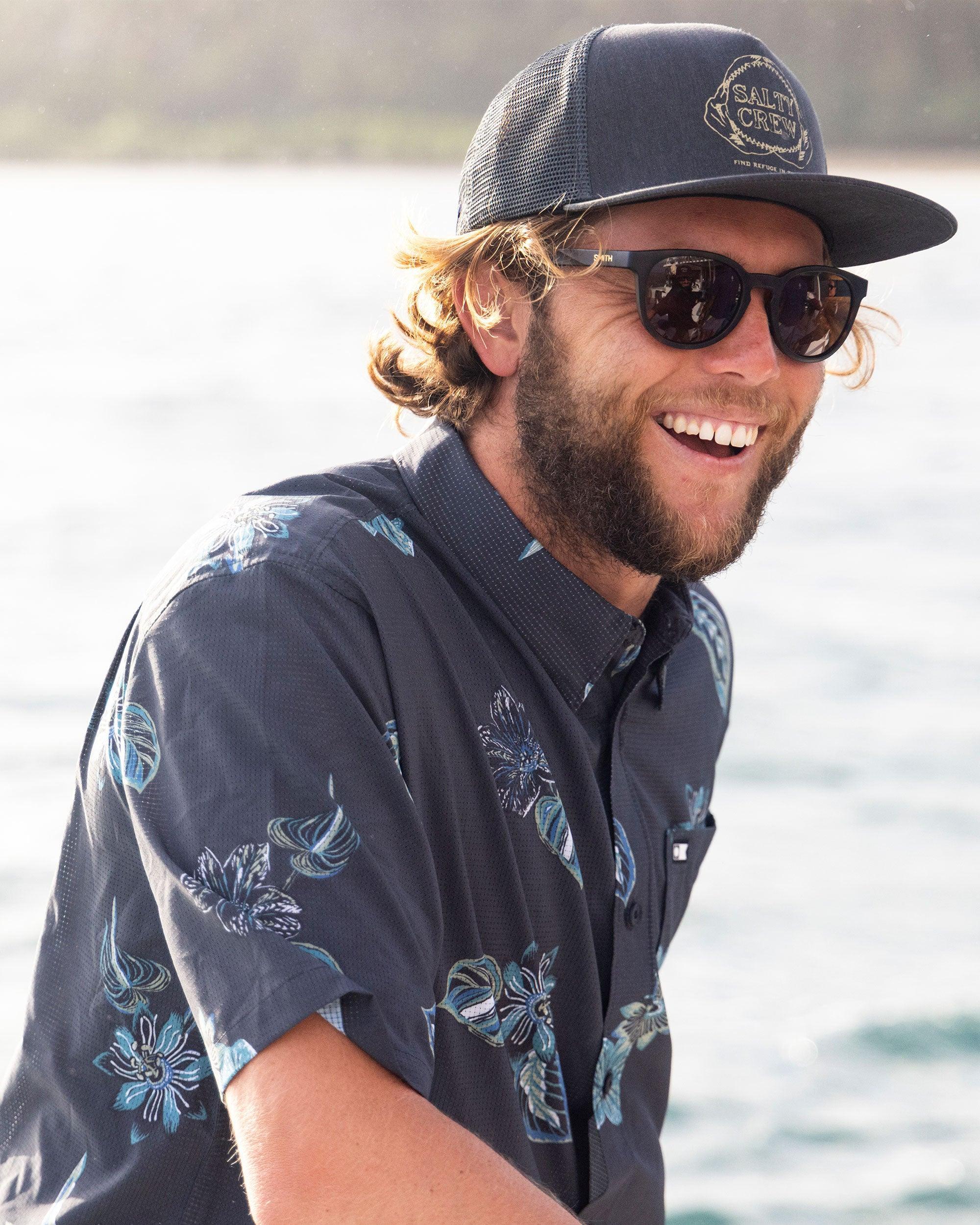 Breezer Perforated Button Up - Phantom Male Product Image