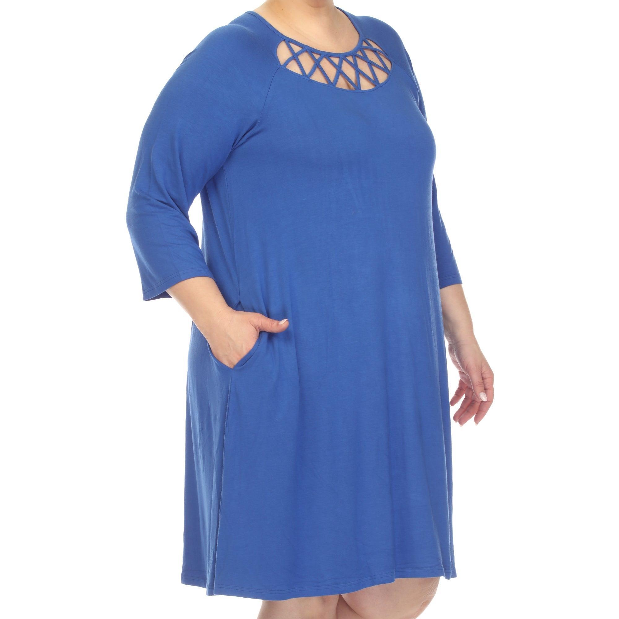 Criss Cross Neckline Swing Midi Dress - Plus Product Image