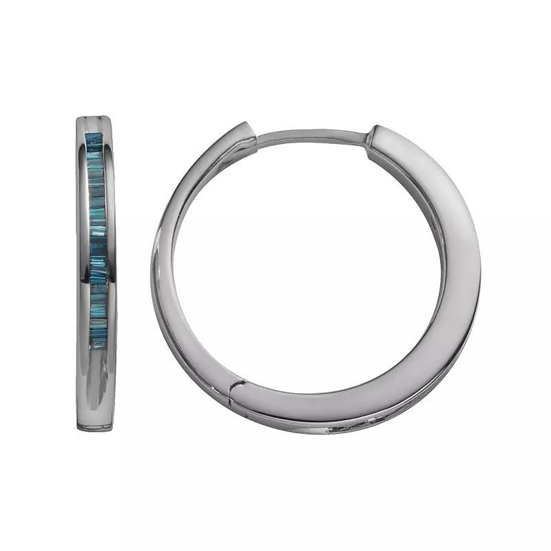 Jewelexcess Sterling Silver 1/4-ct. T.W. Blue Diamond Hoop Earrings, Womens Product Image