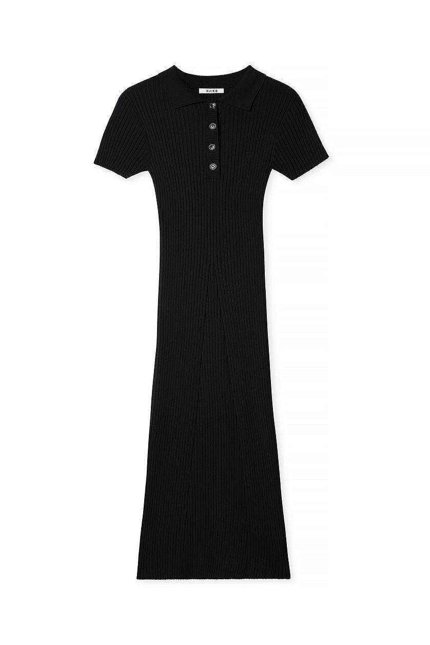 Knitted Short Sleeve Button Dress Product Image