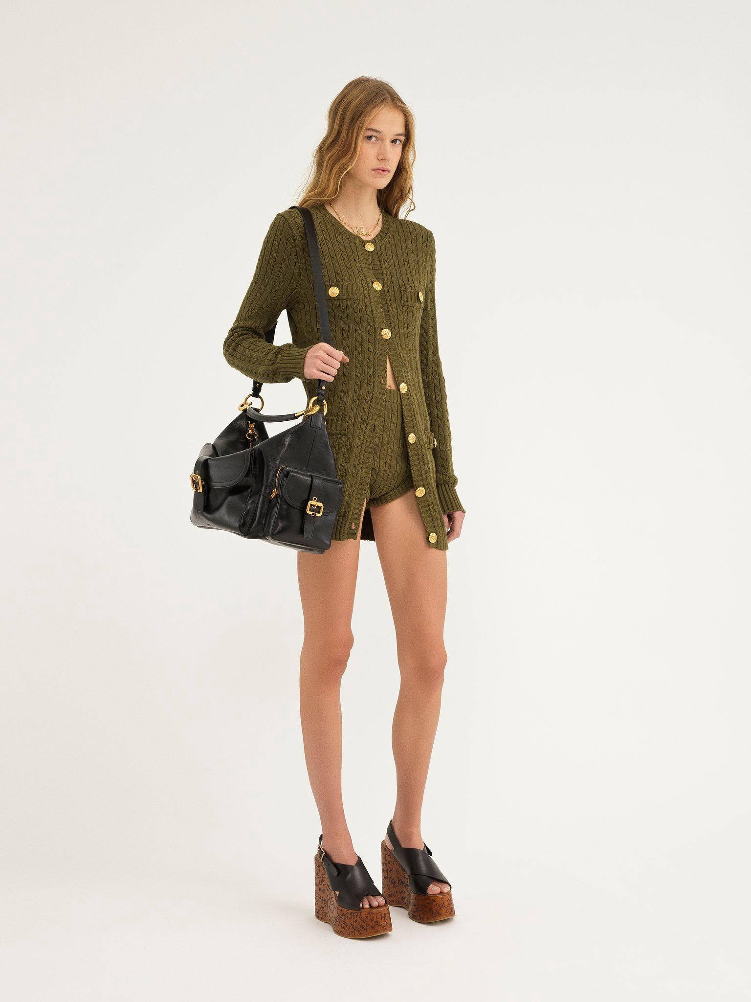 Cable-knit mini shorts in cotton Product Image