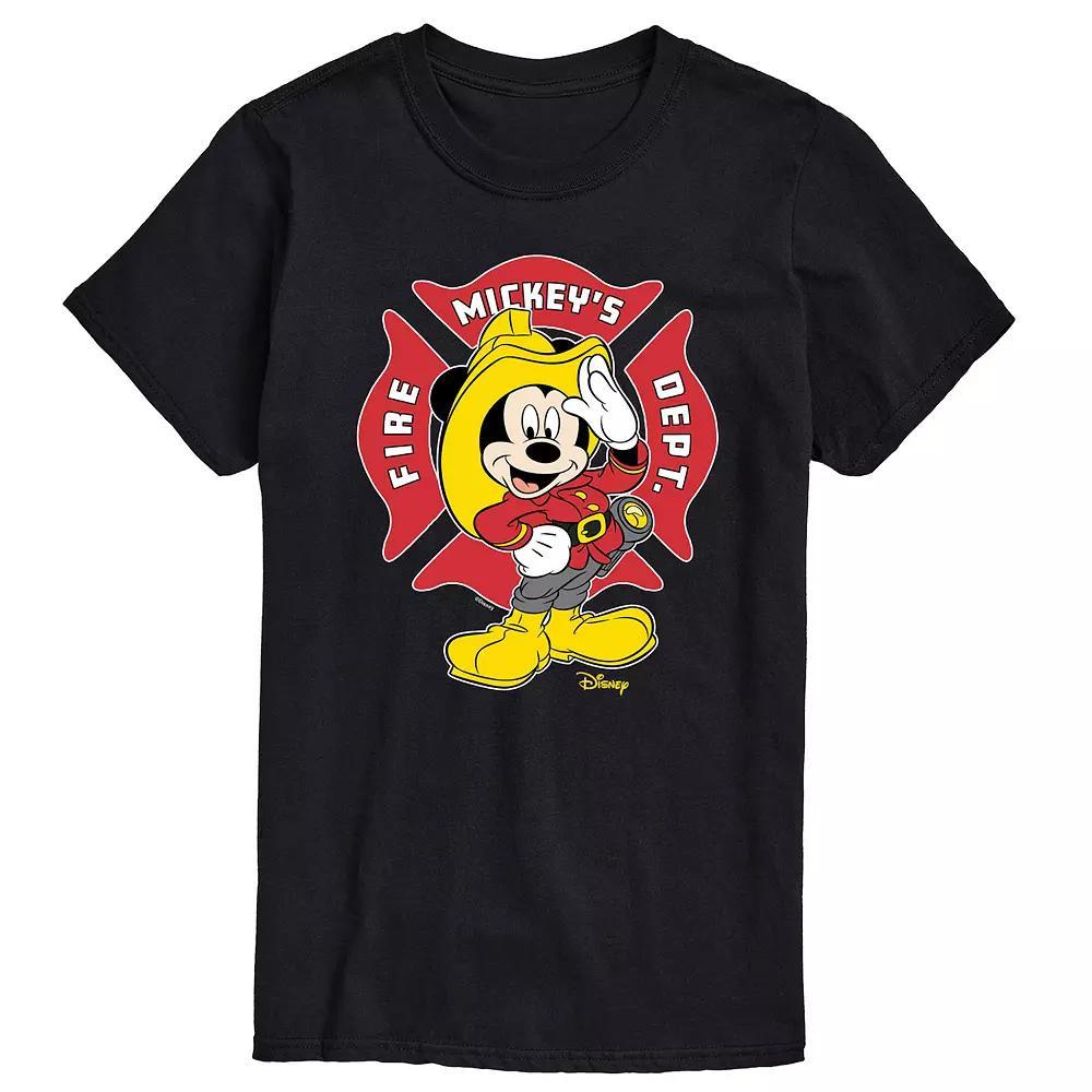 Disney's Mickey Mouse Men's Fire Dept. Badge Graphic Tee, Size: Large, Black Product Image