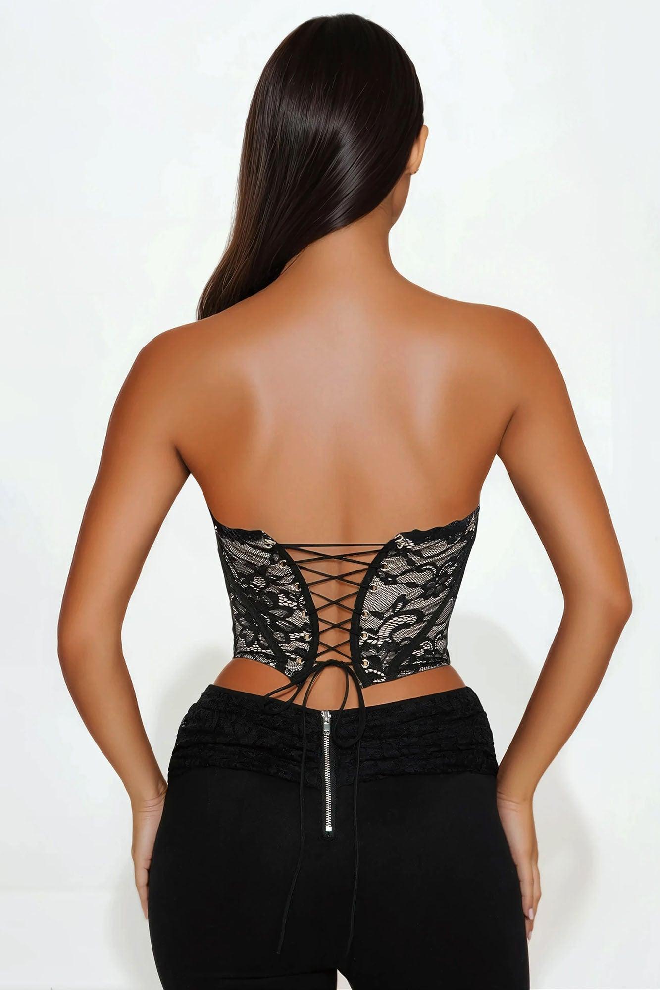 Angel Sweet Lace Corset Top - Black Product Image