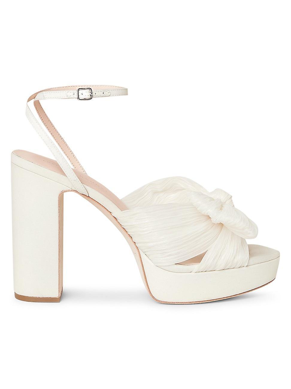 Loeffler Randall Natalia Platform Pleated Bow Sandals Pearl 10 Product Image