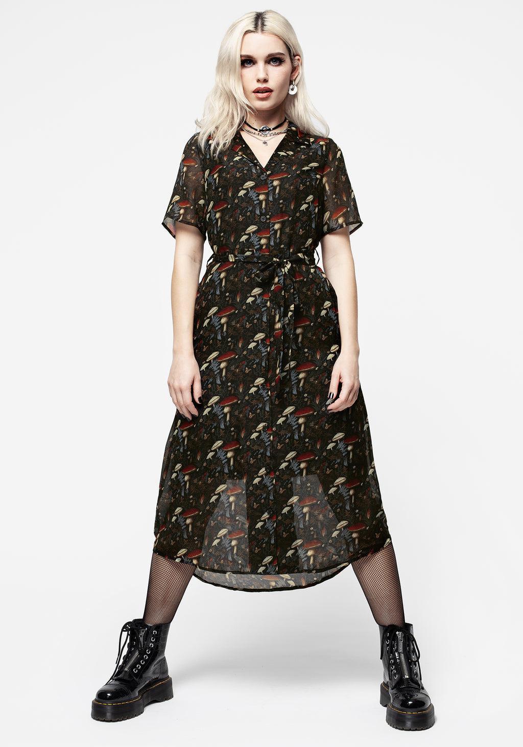 Amanita Chiffon Midi Shirt Dress Product Image