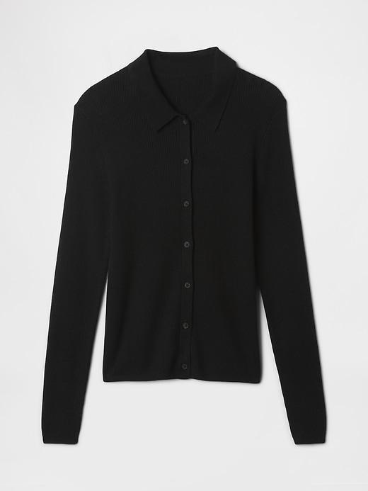 CashSoft Rib Polo Cardigan Product Image