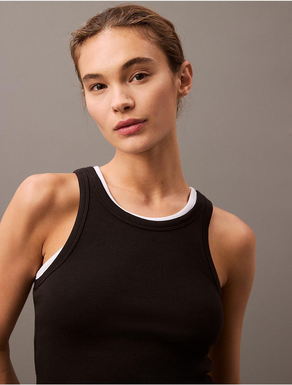 Calvin Klein Womens Cotton Contour Rib Tank - Grey Product Image