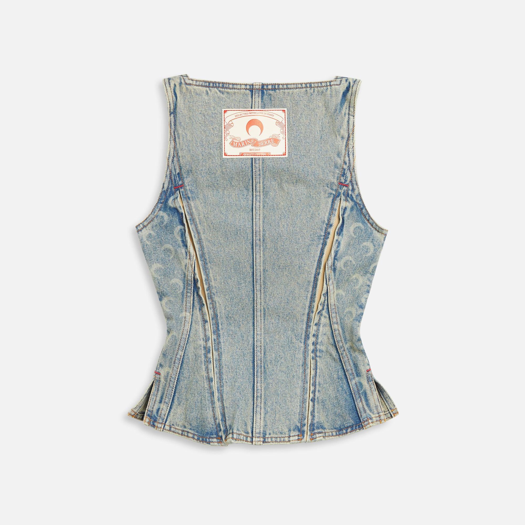 Marine Serre Moon Laser Denim Bustier Top - Light Beige Female Product Image