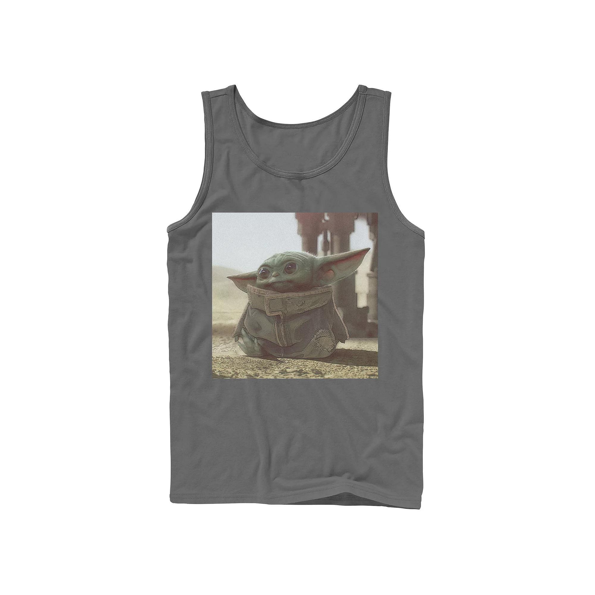 Mens Star Wars The Mandalorian The Child aka Baby Yoda Photograph Tank Top Athletic Grey Product Image