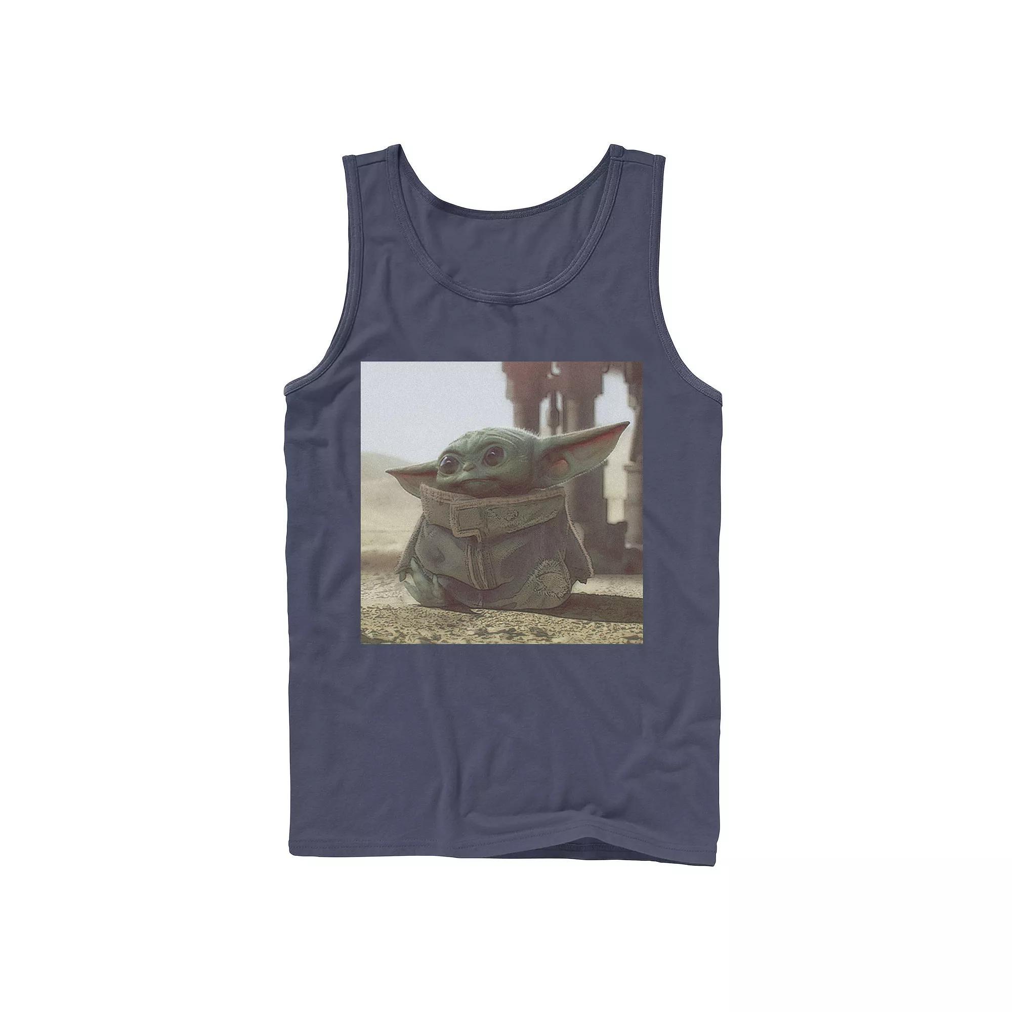 Mens Star Wars The Mandalorian The Child aka Baby Yoda Photograph Tank Top Athletic Grey Product Image