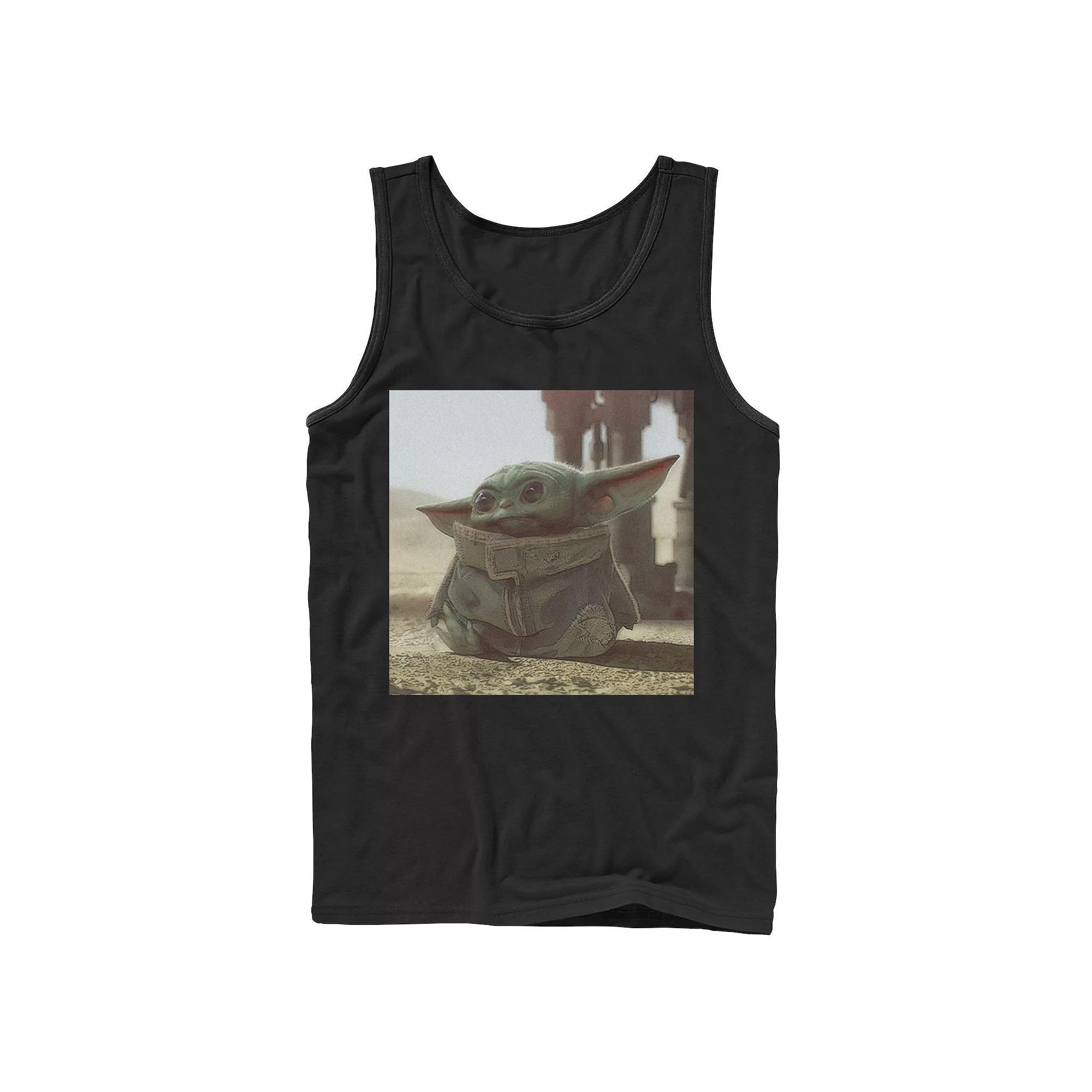 Mens Star Wars The Mandalorian The Child aka Baby Yoda Photograph Tank Top Athletic Grey Product Image