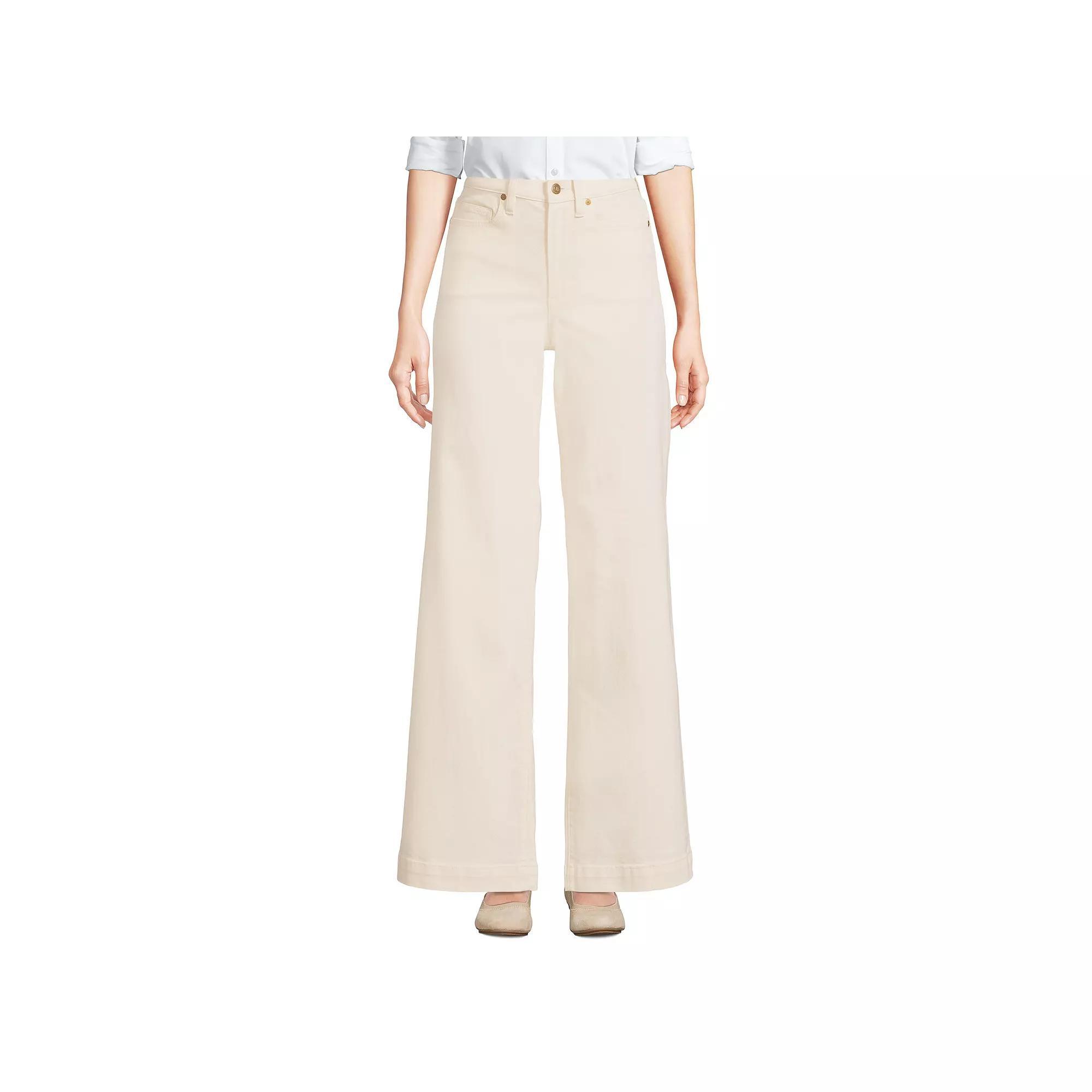 Women's Lands' End Denim High Rise Wide Leg Jeans, Size: 14X32, Black Stone Wash Product Image
