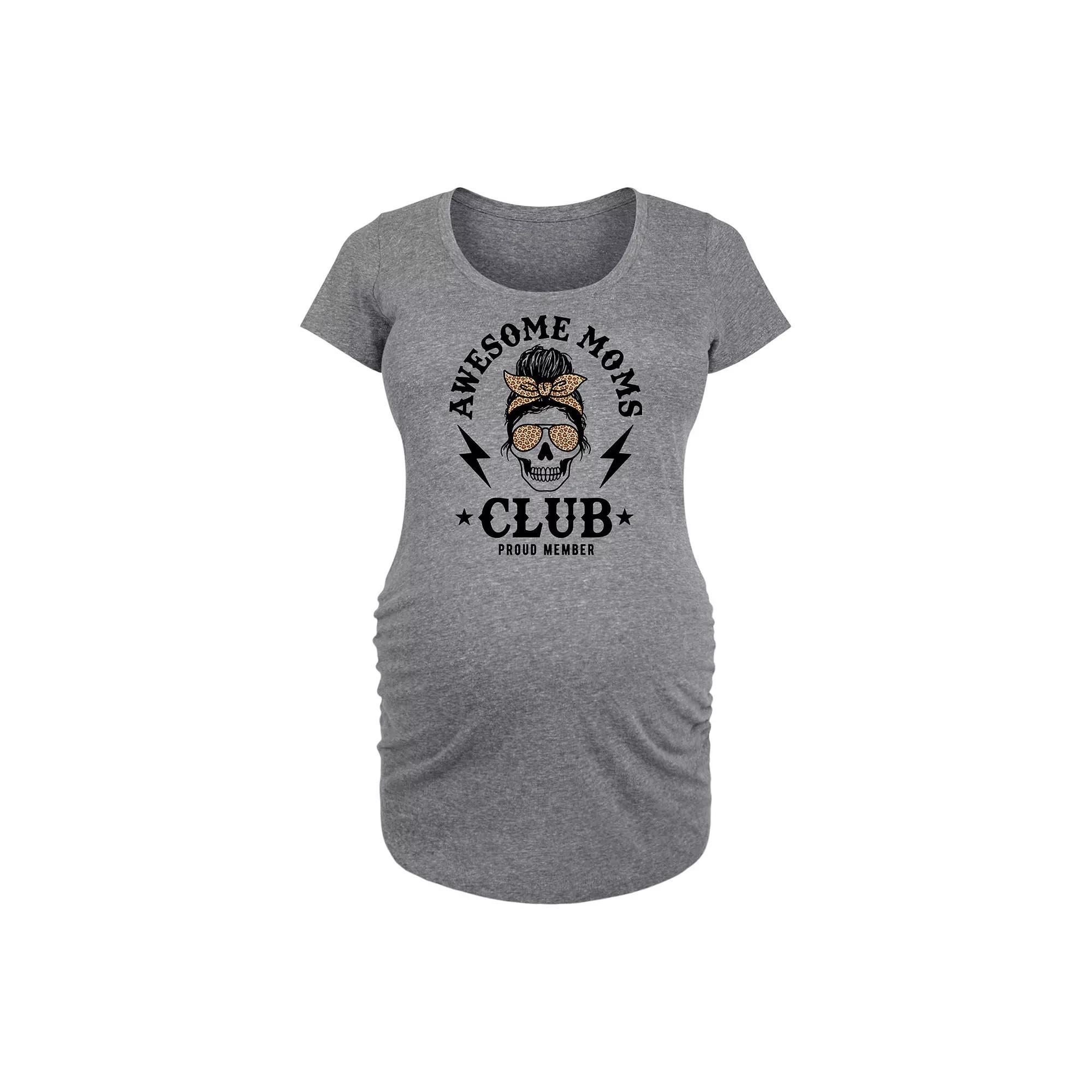 Maternity Awesome Mom Club Graphic Tee, Women's, Size: Medium, Grey Gray Product Image