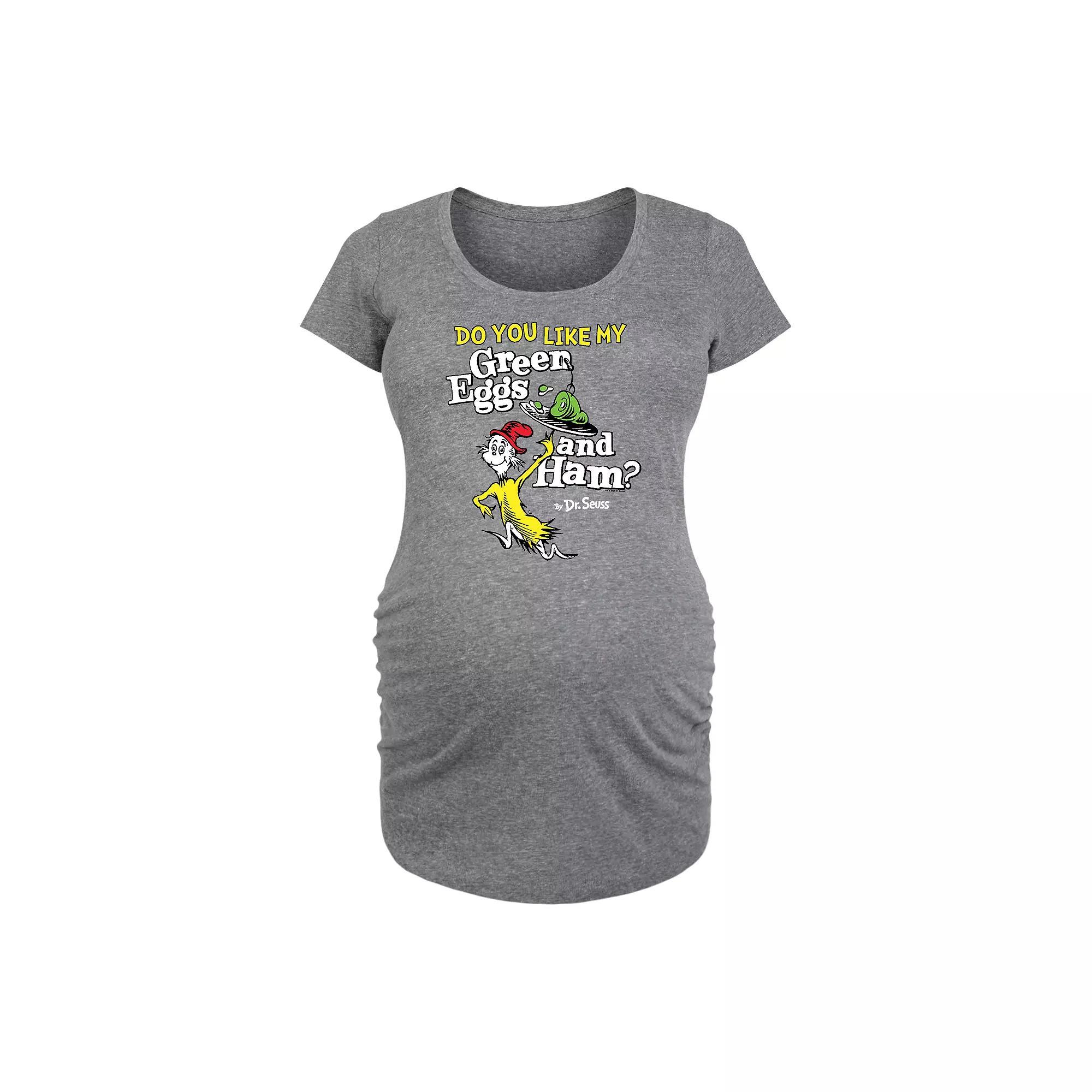Maternity Dr. Seuss Eggs And Ham Graphic Tee, Womens Grey Gray Product Image