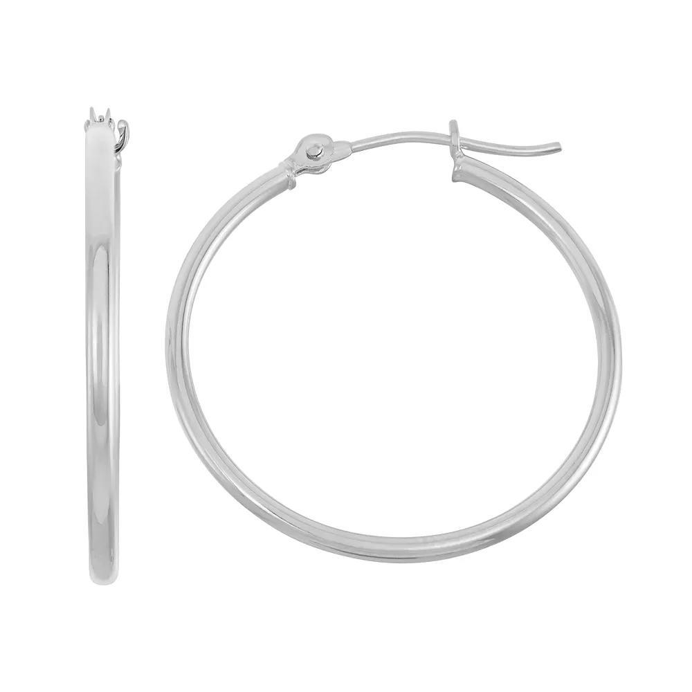 Jordan Blue 14k Gold Tube Hoop Earrings - 30 mm, Women's, White Product Image