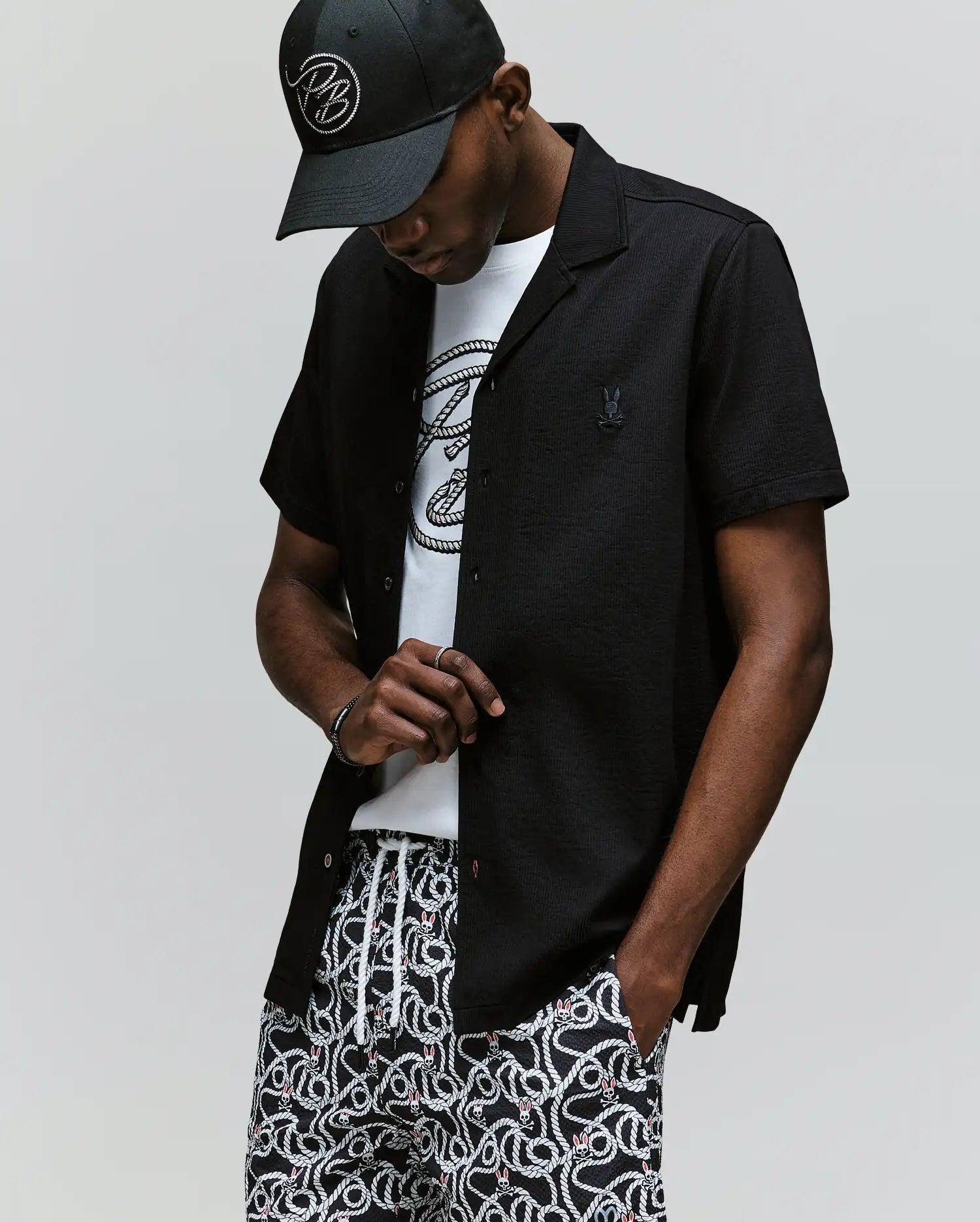 MENS JAYME KNIT SEERSUCKER CABANA COLLAR SHIRT - MT0300002 Product Image