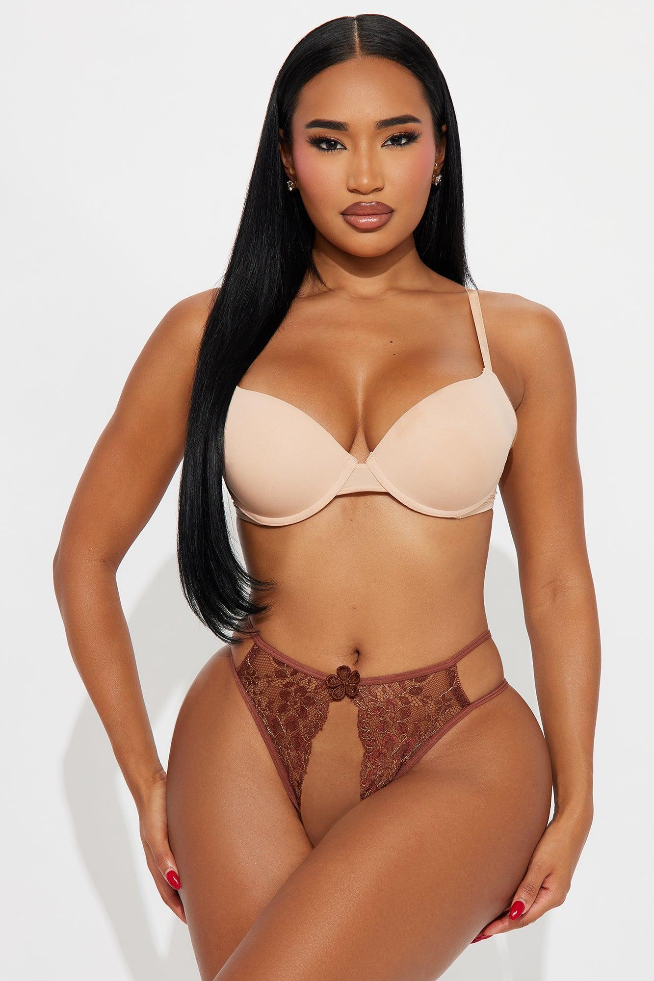 Karmen Rhinestone Crotchless Thong Panty - Chocolate Product Image