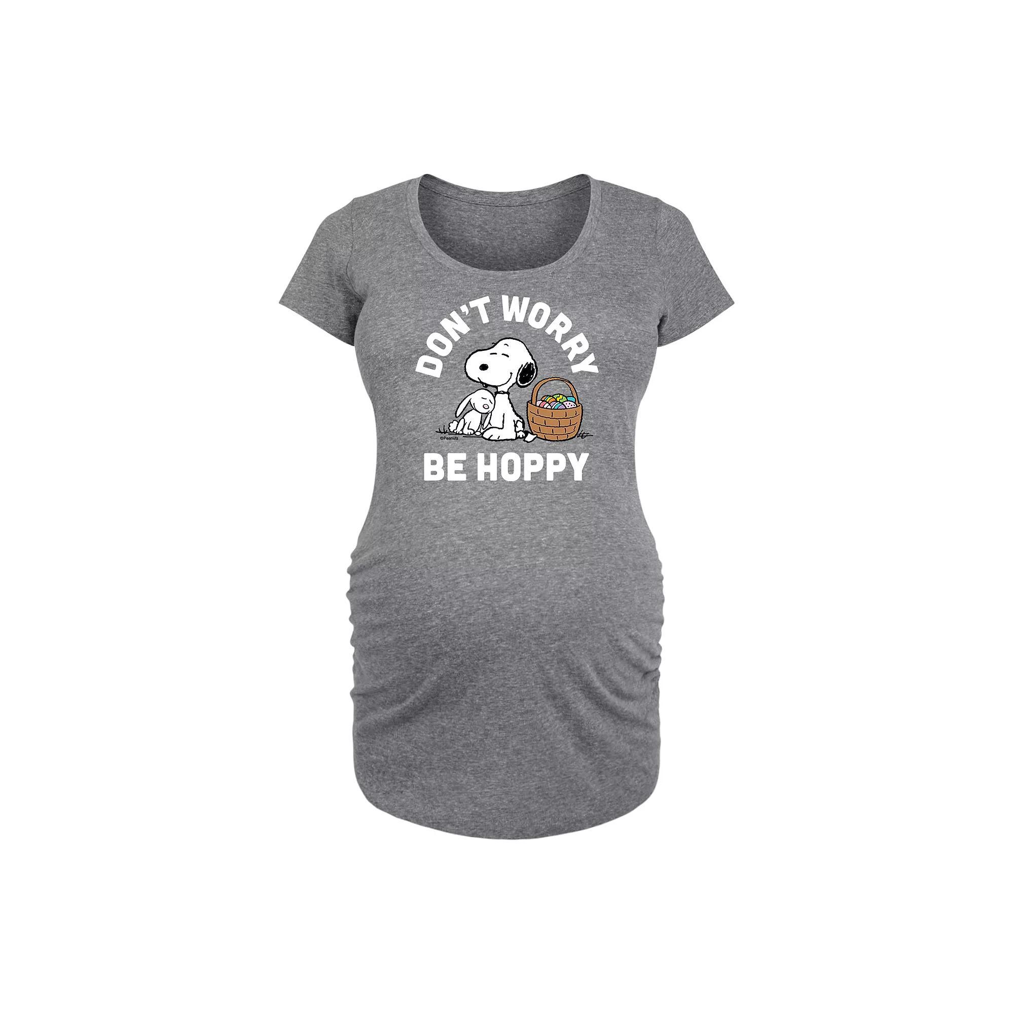 Maternity Peanuts Snoopy Don't Worry Be Hoppy Graphic Tee, Women's, Size: XXL-MAT, Grey Gray Product Image
