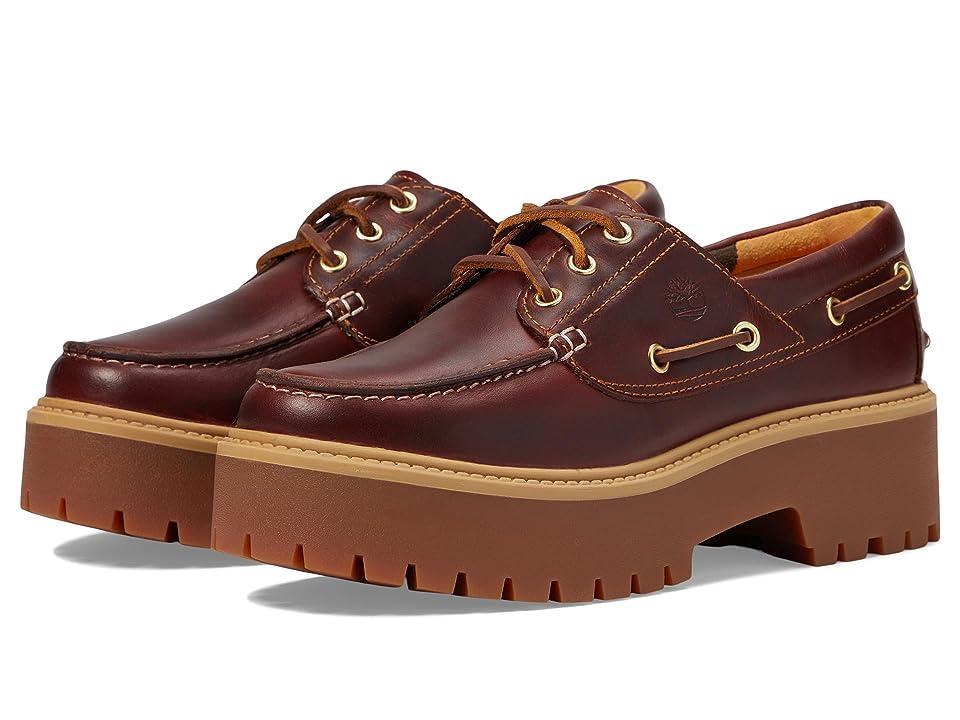 Timberland Stone Street 3 Eye Leather Premium Platform Lug Sole Boat Shoes Product Image