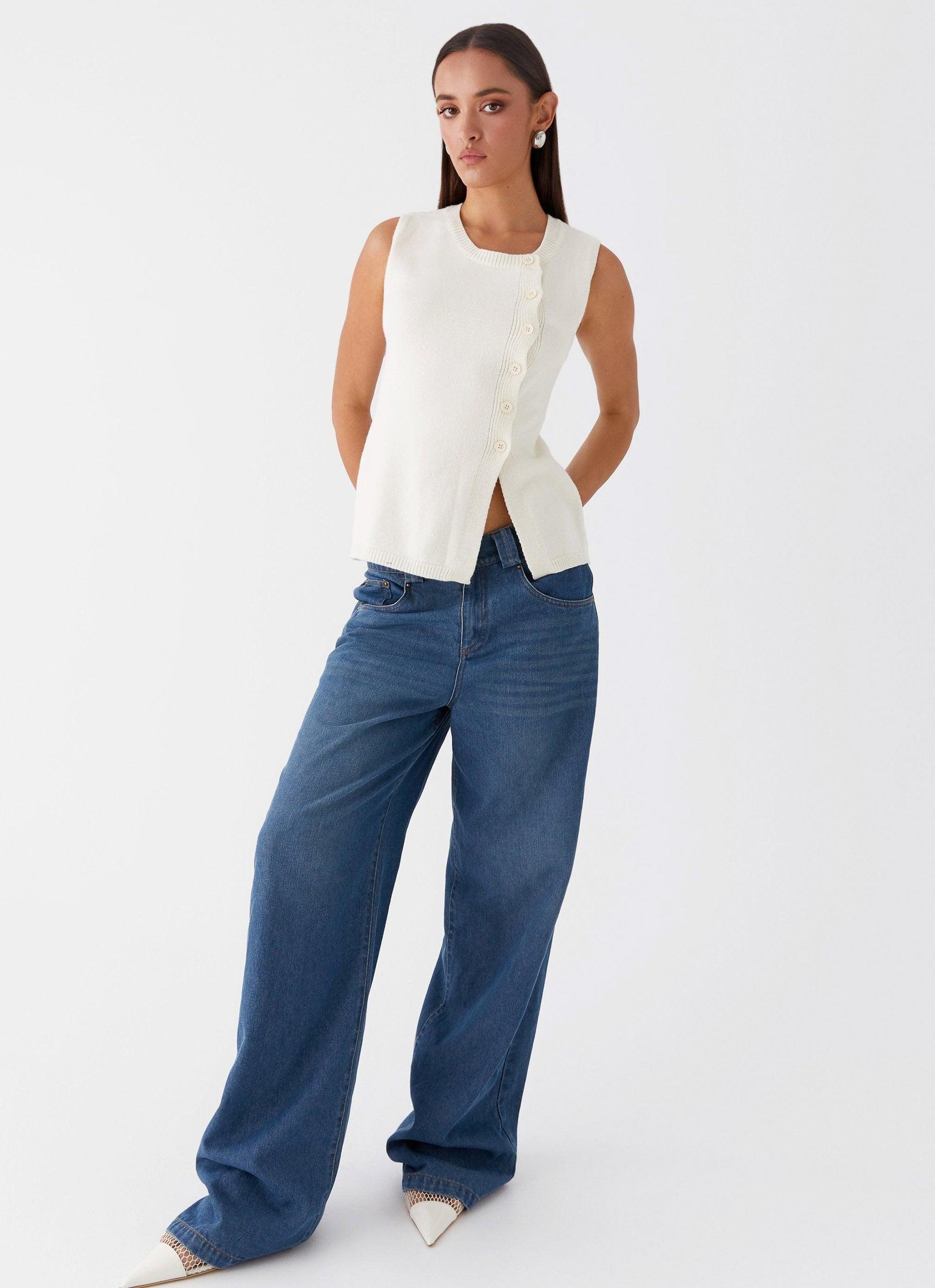 Carey Vest Top - White Product Image