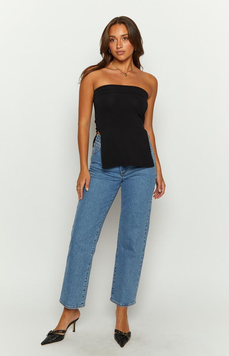 Mordani Black Knit Strapless Top Girls Product Image