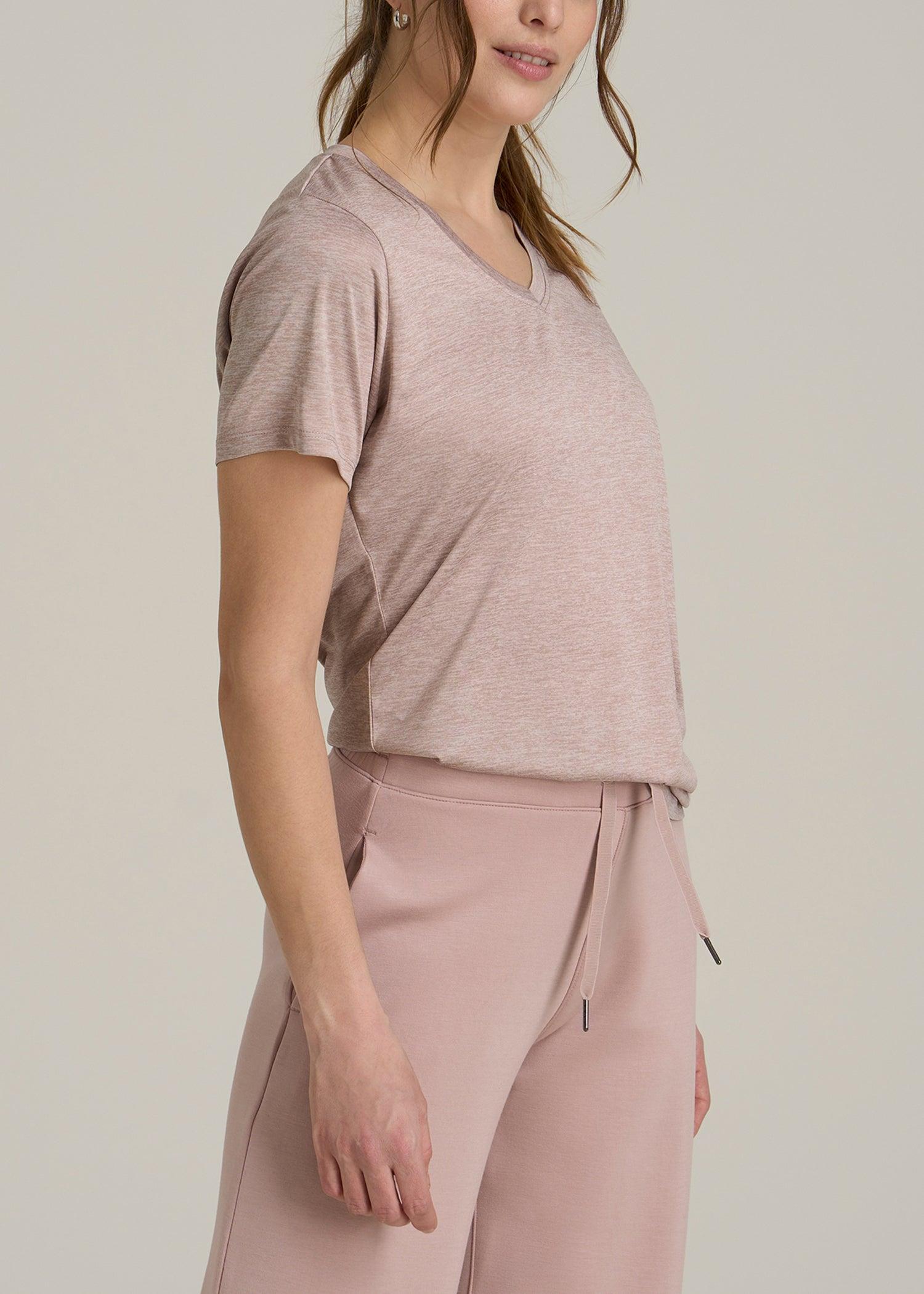 Short Sleeve Active V Neck T-Shirt for Tall Women in Desert Rose Mix Product Image