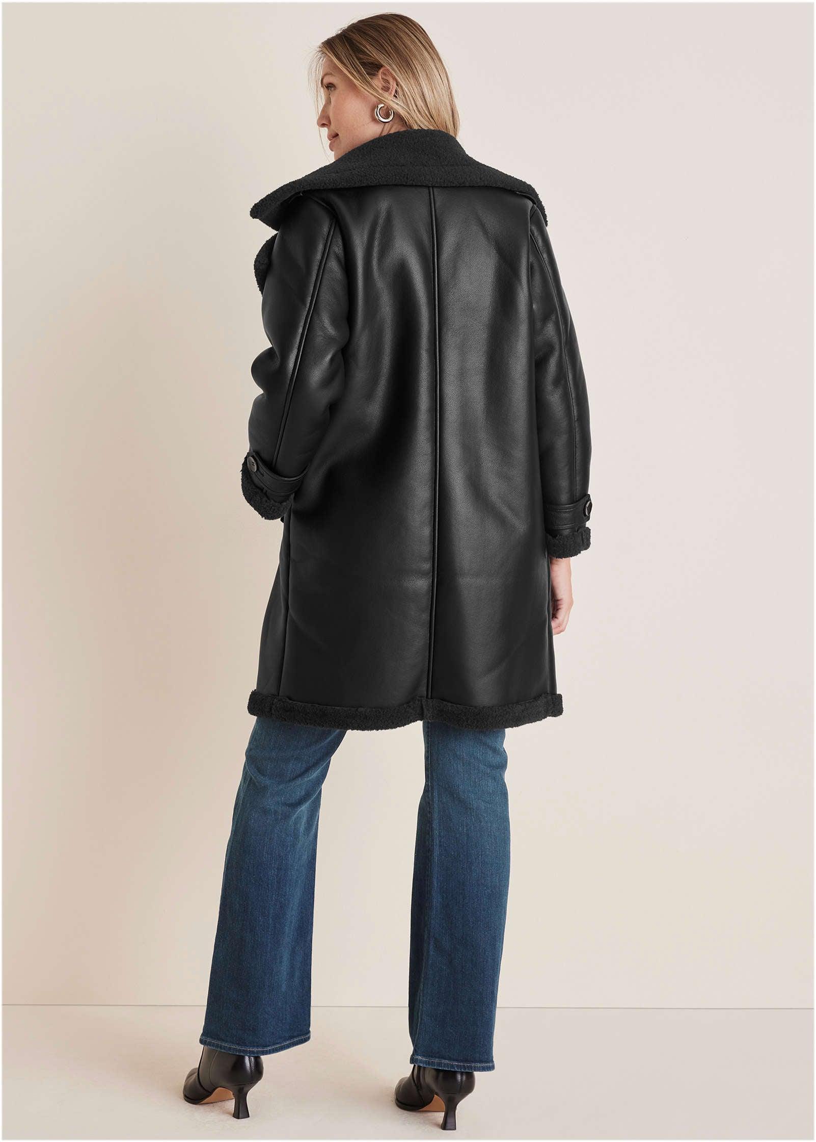 Shearling Long Coat - Black Product Image