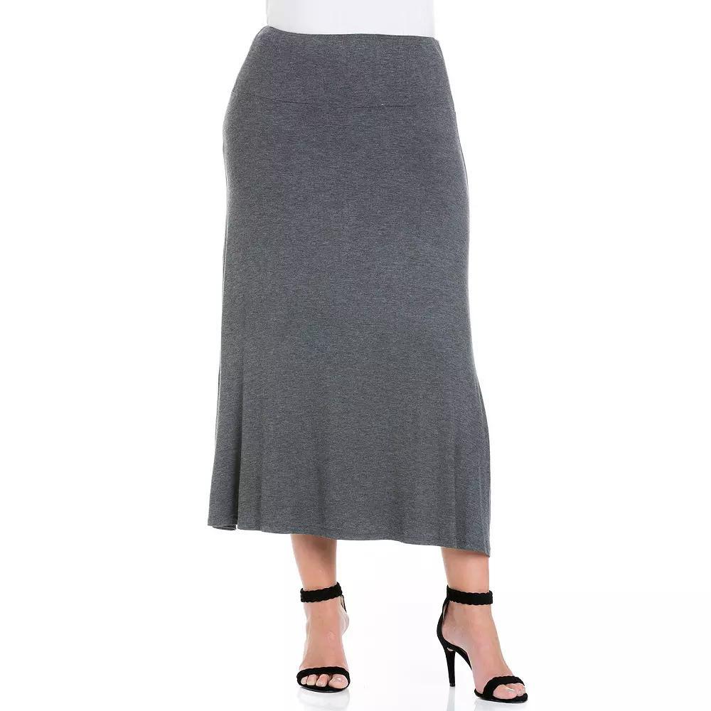 Plus Size 24Seven Comfort Apparel Comfortable Fit Elastic Waist Maxi Skirt, Women's, Size: 5XL, Red Product Image