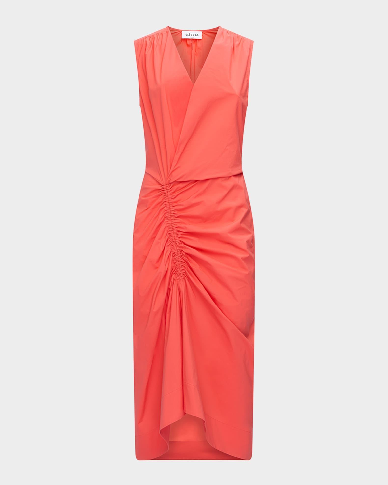 Agnes V-Neck Gathered Wrap Sleeveless Dress Product Image