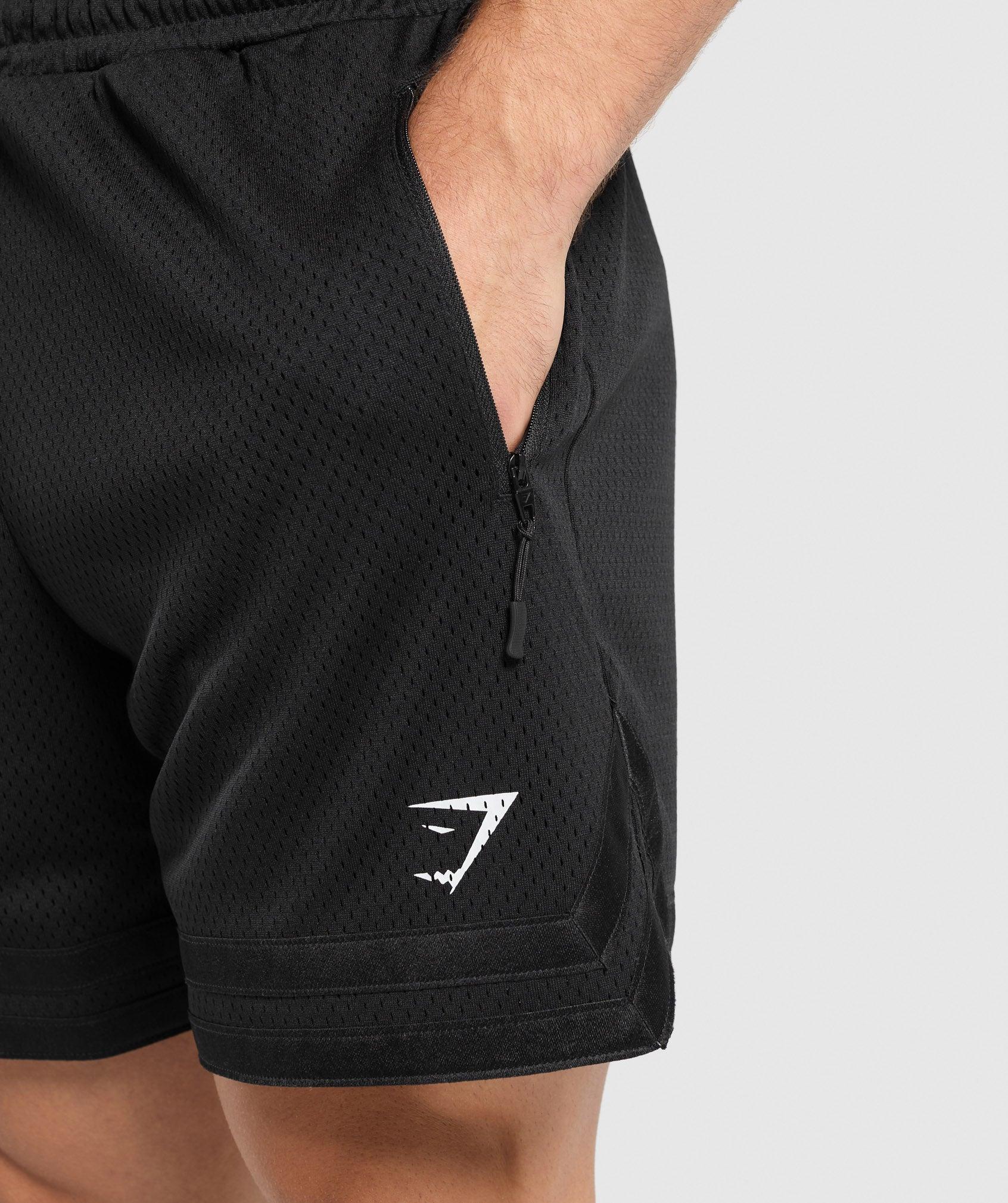 Gymshark Varsity Mesh Shorts - Black/White Logo Male Product Image