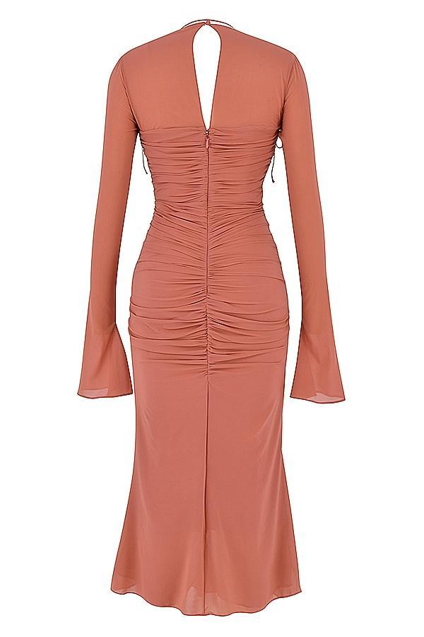 Reine Rose Real Silk Ruffle Midi Dress Product Image