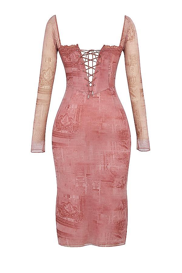 Seraphina Pink Print Corset Dress Product Image