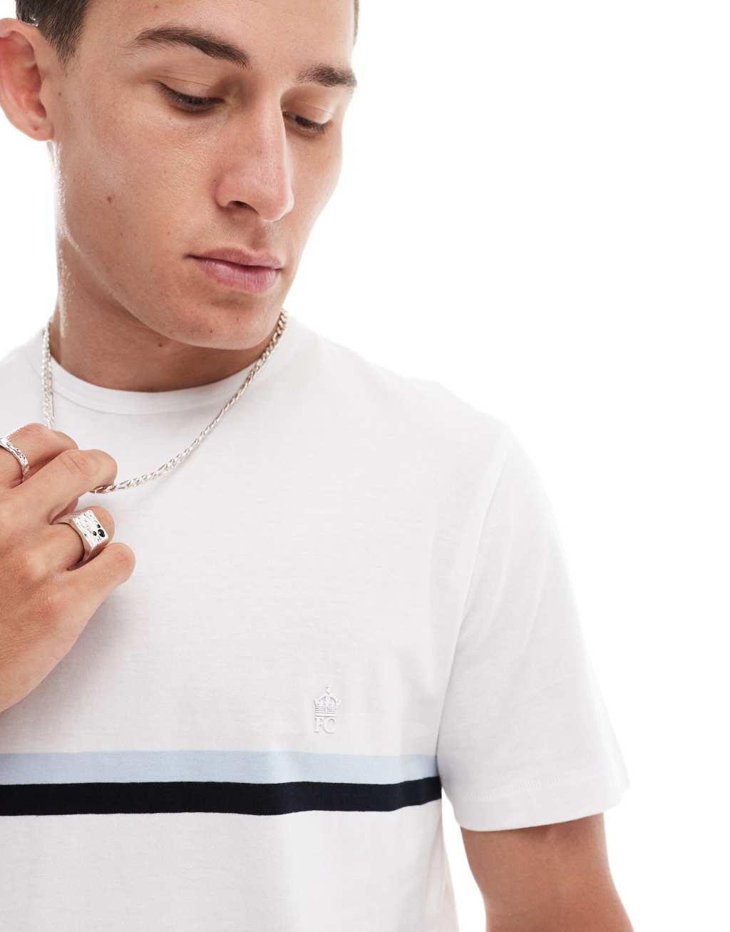 French Connection two stripe T-shirt in white Product Image