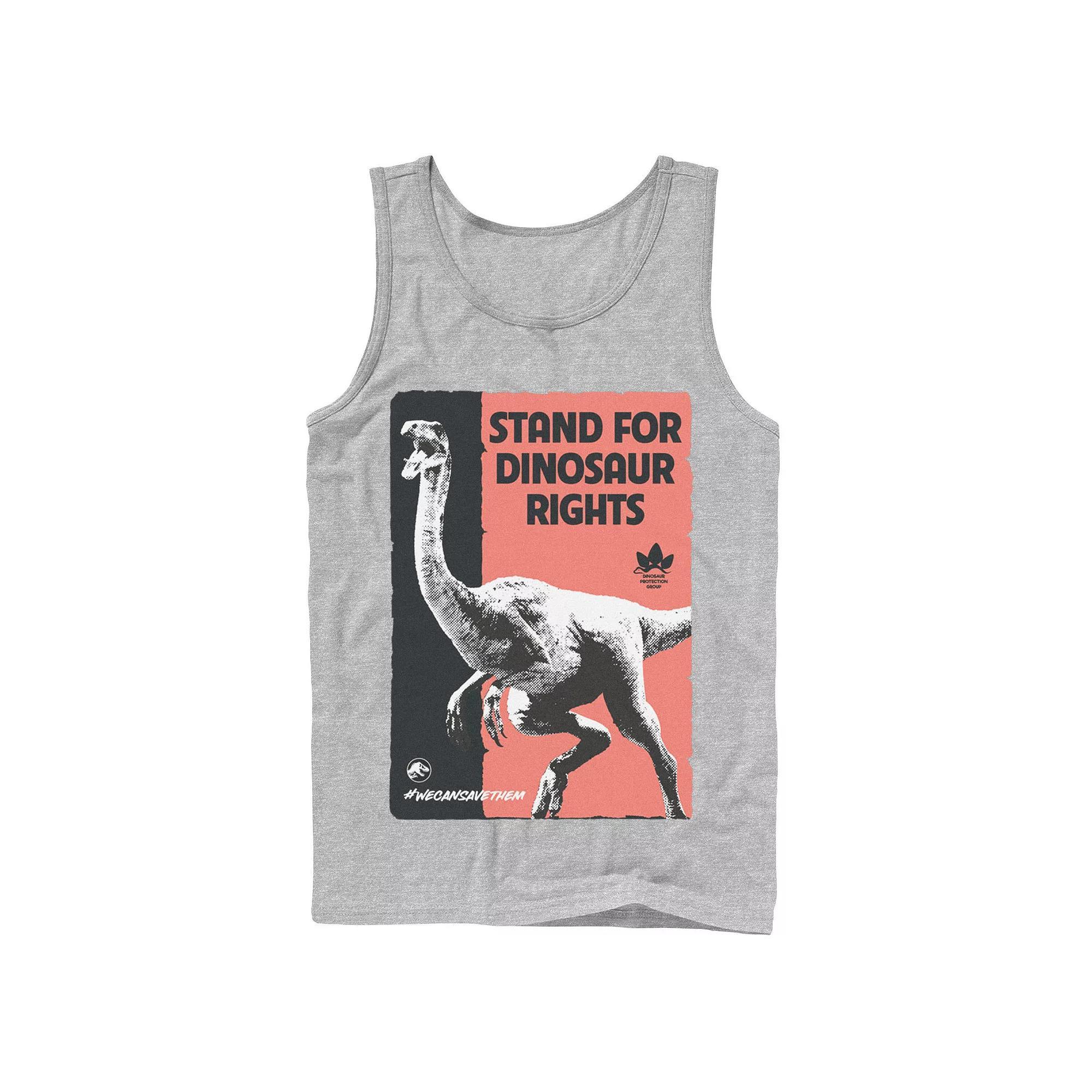 Men's Jurassic World Stand For Dinosaurs Poster Tank Top, Size: Small, Grey Product Image