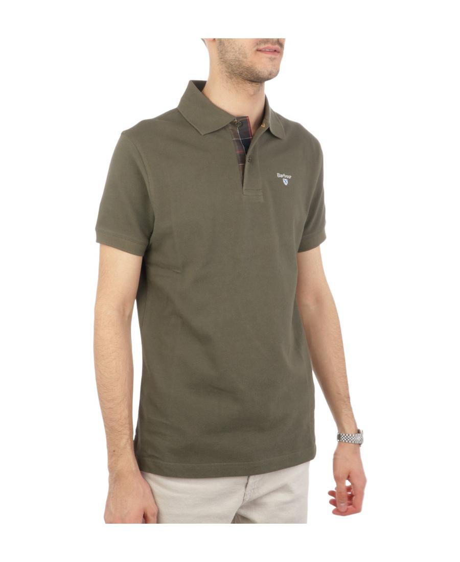 BARBOUR Lapel Short-sleeved Polo Shirt In Green Product Image
