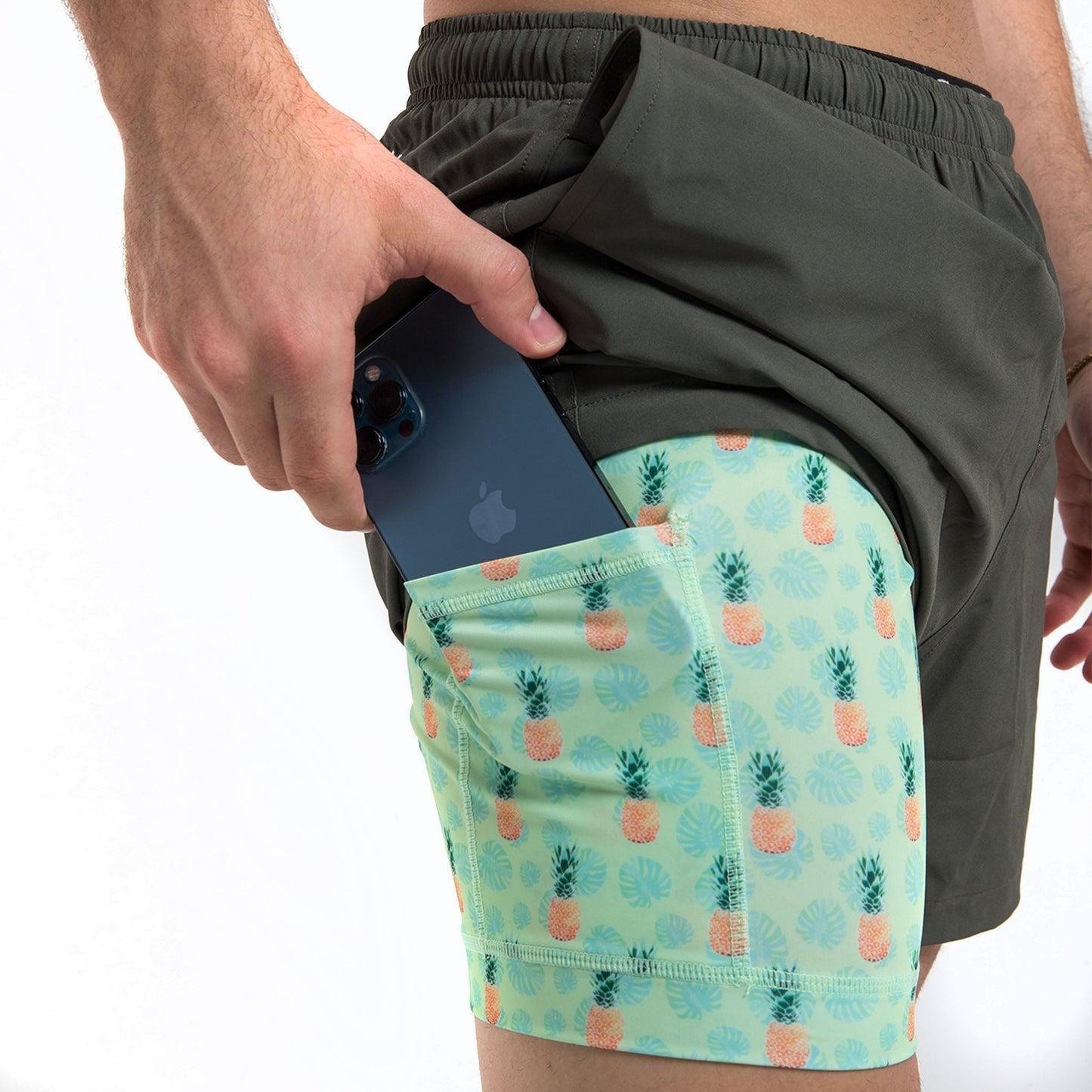 Bermies Green Pineapples Swim Trunks Product Image