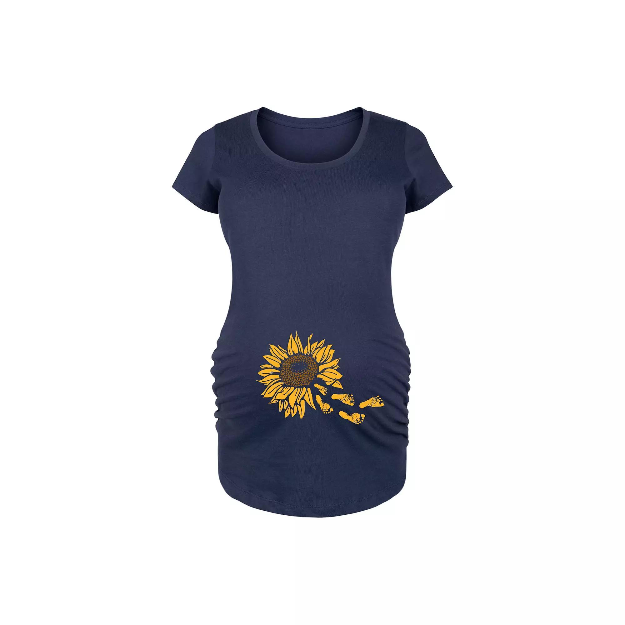 Maternity Sunflower Trailing Footprints Graphic Tee, Womens Product Image