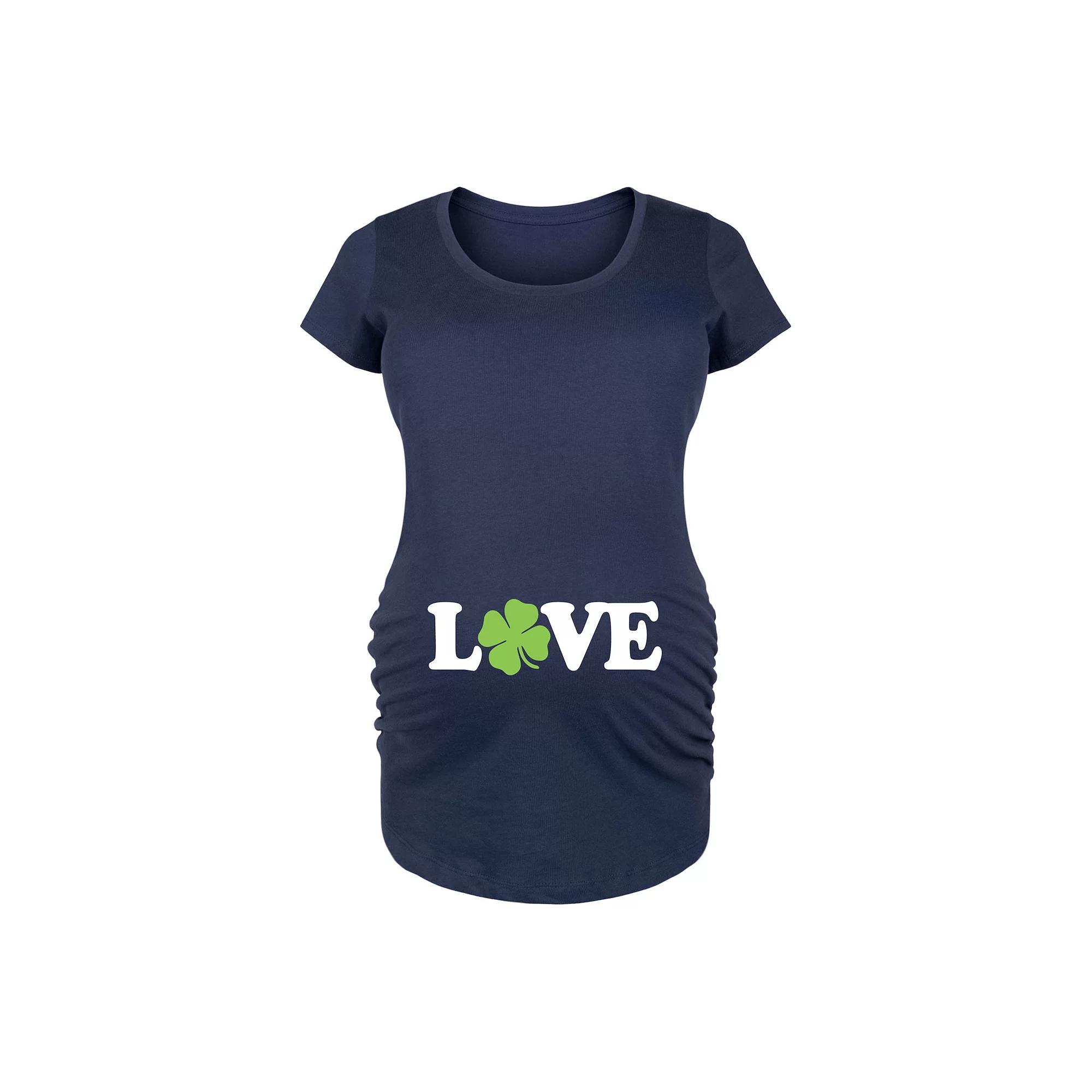 Maternity Love Shamrock Graphic Tee, Womens Heather Grey Product Image