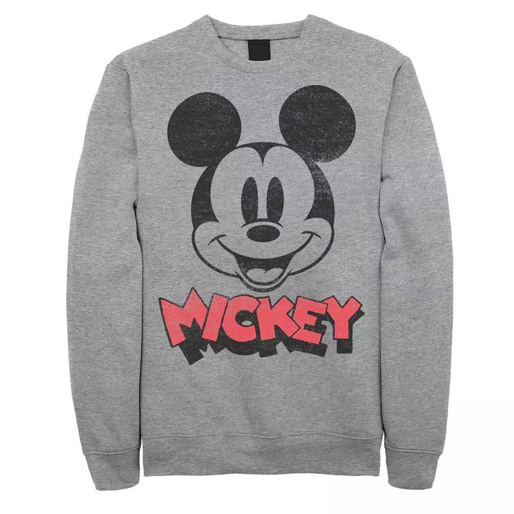 Disney's Mickey & Friends Big & Tall Mickey Big Face Logo Fleece Sweatshirt, Men's, Size: XL Tall, Athletic Grey Product Image