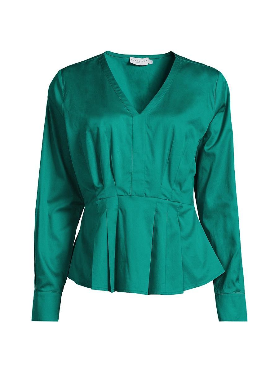 Womens Mila Cotton Peplum Blouse Product Image