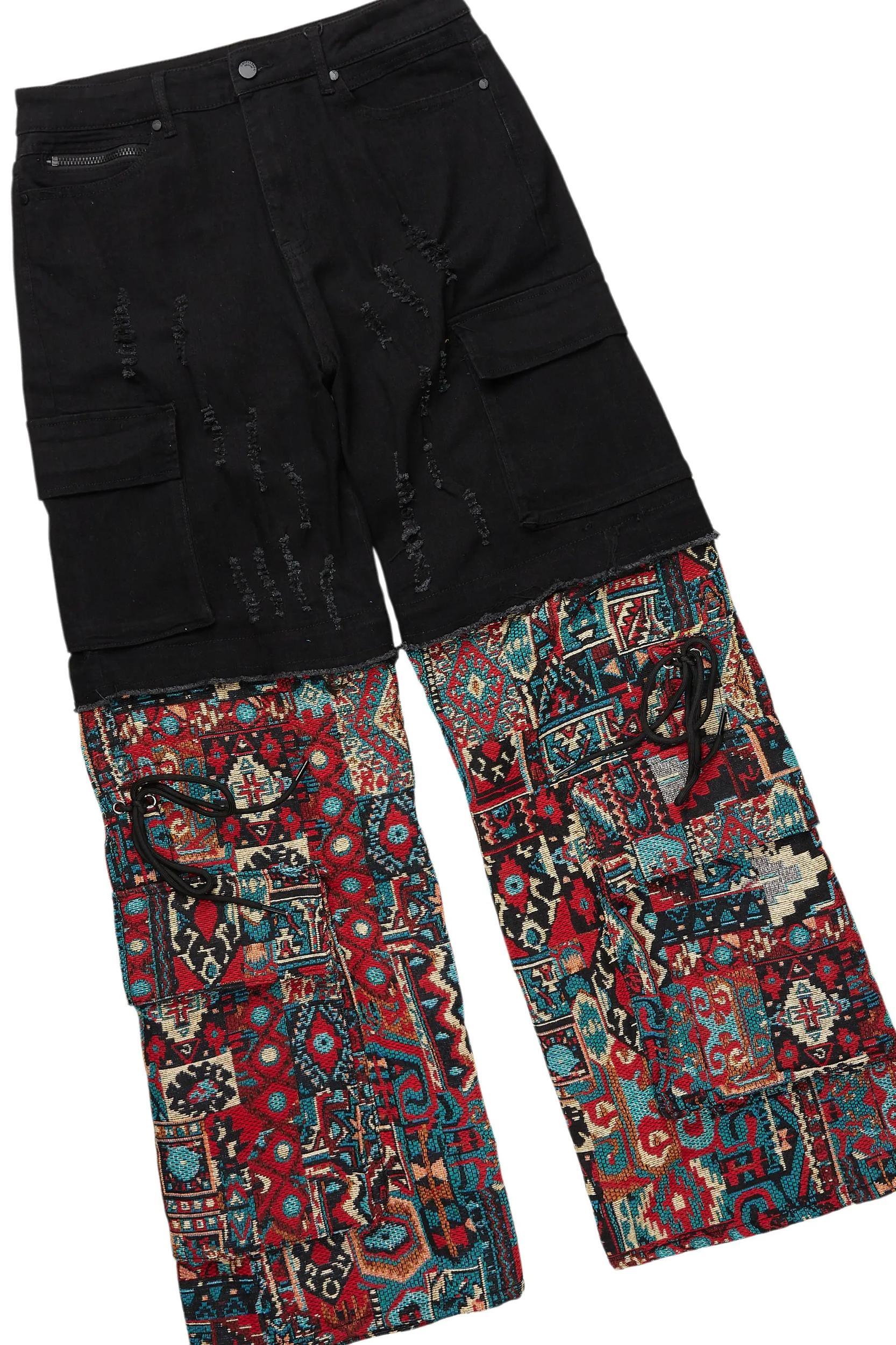Lake White/Red T-Shirt/Tapestry Baggy Jean Bundle Male Product Image
