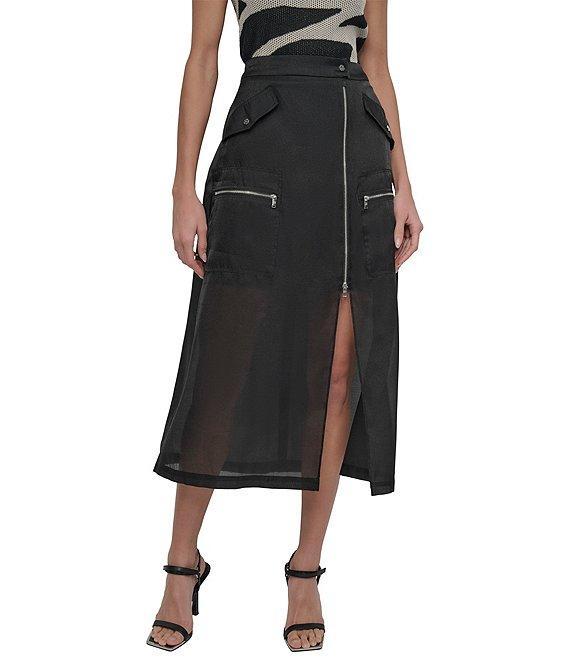 DKNY Organza Cargo A-Line Midi Skirt Product Image