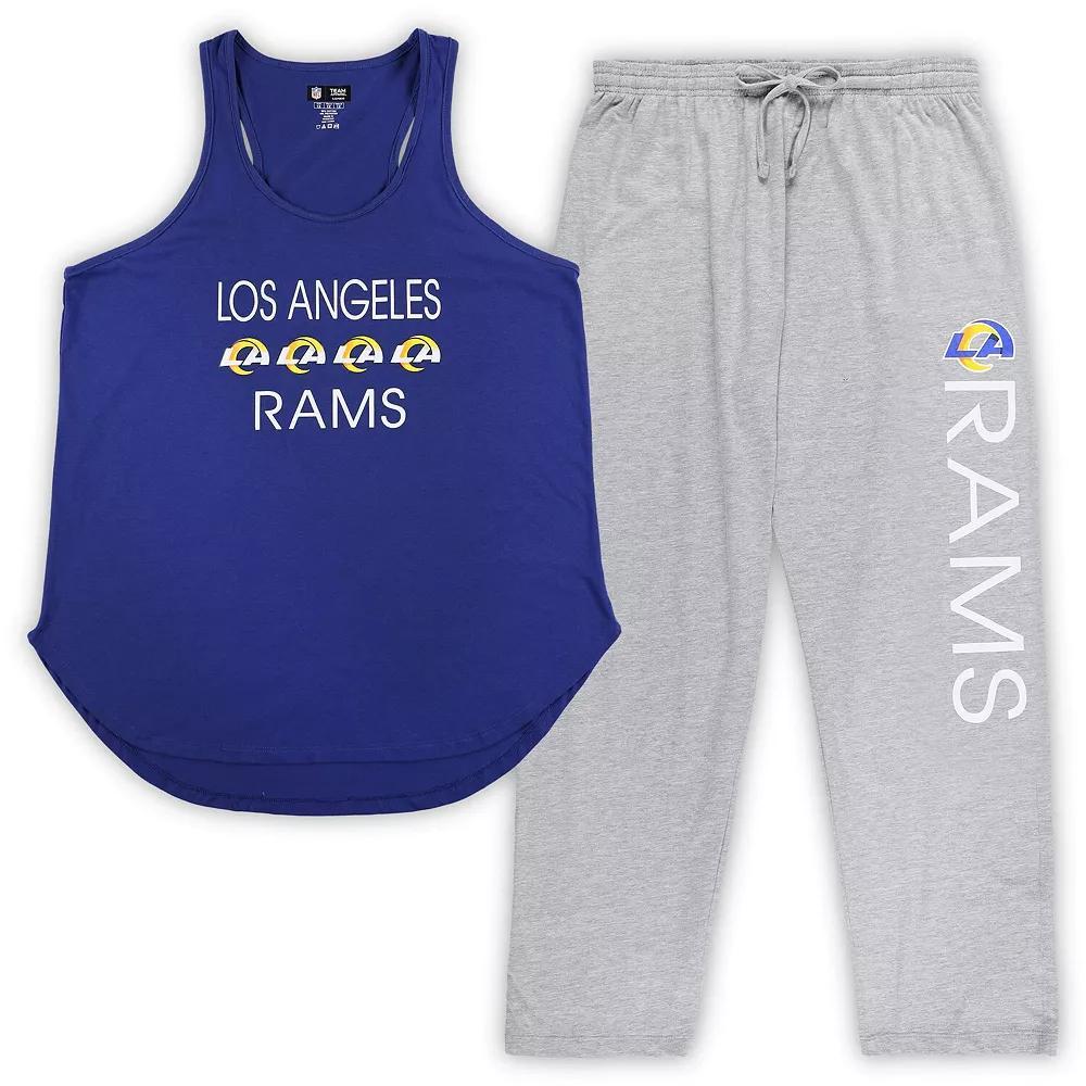 Women's Concepts Sport Royal/Gold Los Angeles Rams Plus Size Meter Tank Top and Pants Sleep Set, Size: 1XL, Blue Product Image