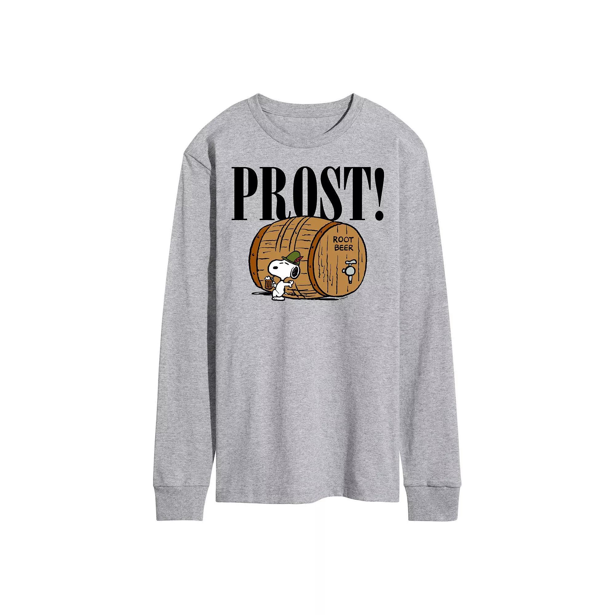 Mens Peanuts Octoberfest Prost! Snoopy Root Beer Long Sleeve Graphic Tee Product Image