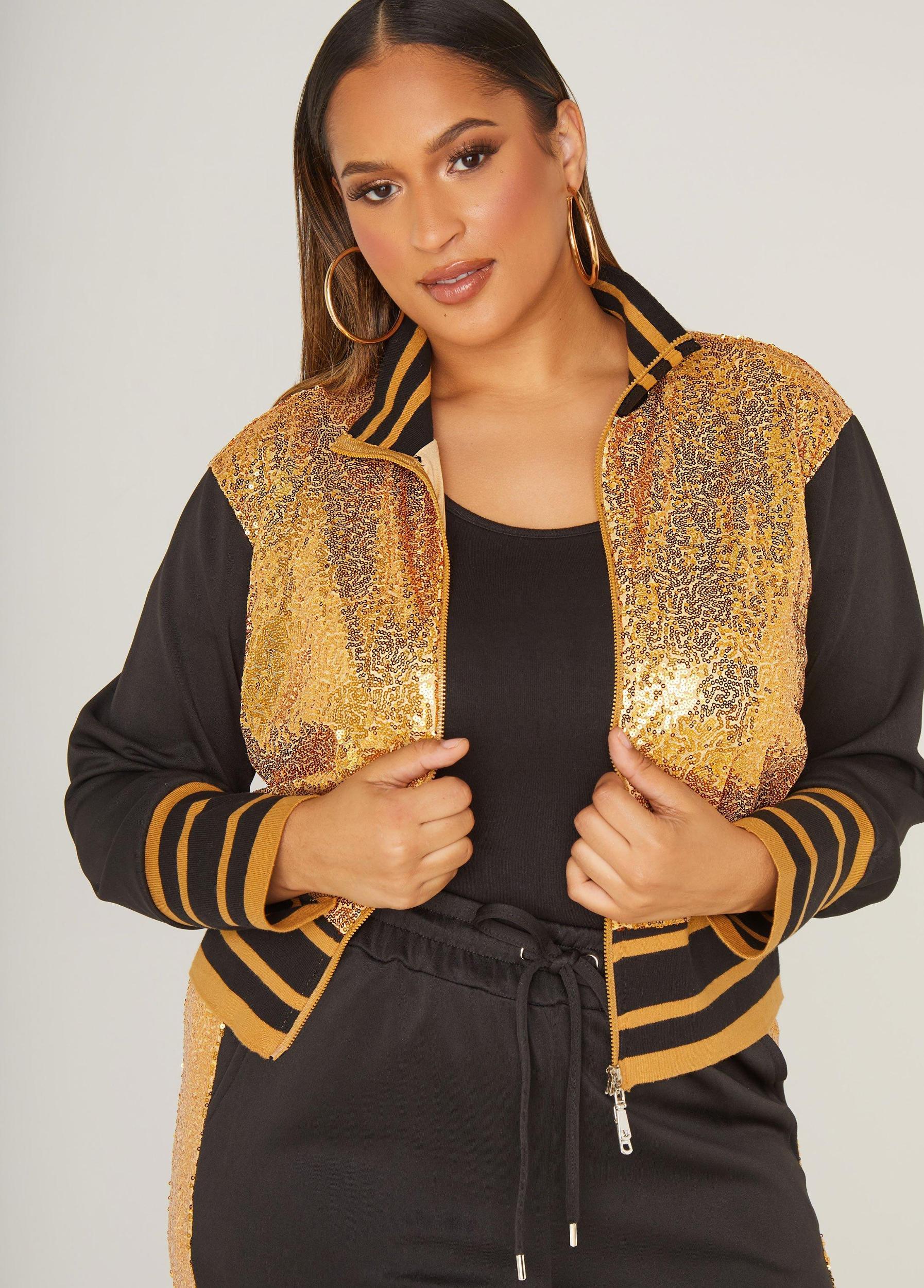 Striped Sequined Track Jacket Product Image