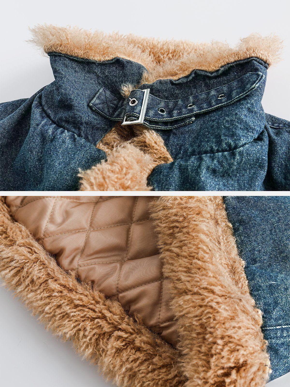 Aelfric Eden Denim Patchwork Sherpa Coat Product Image